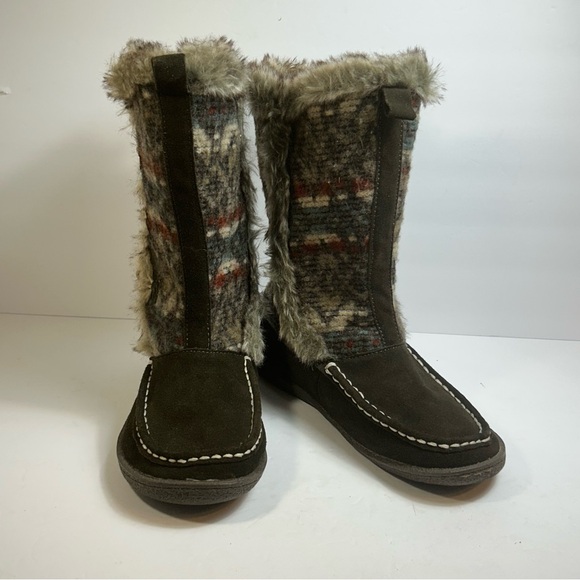 Woolrich Women’s Wool Boots Faux Fur Size 10 EUC Brown Snow Boot - Picture 1 of 15